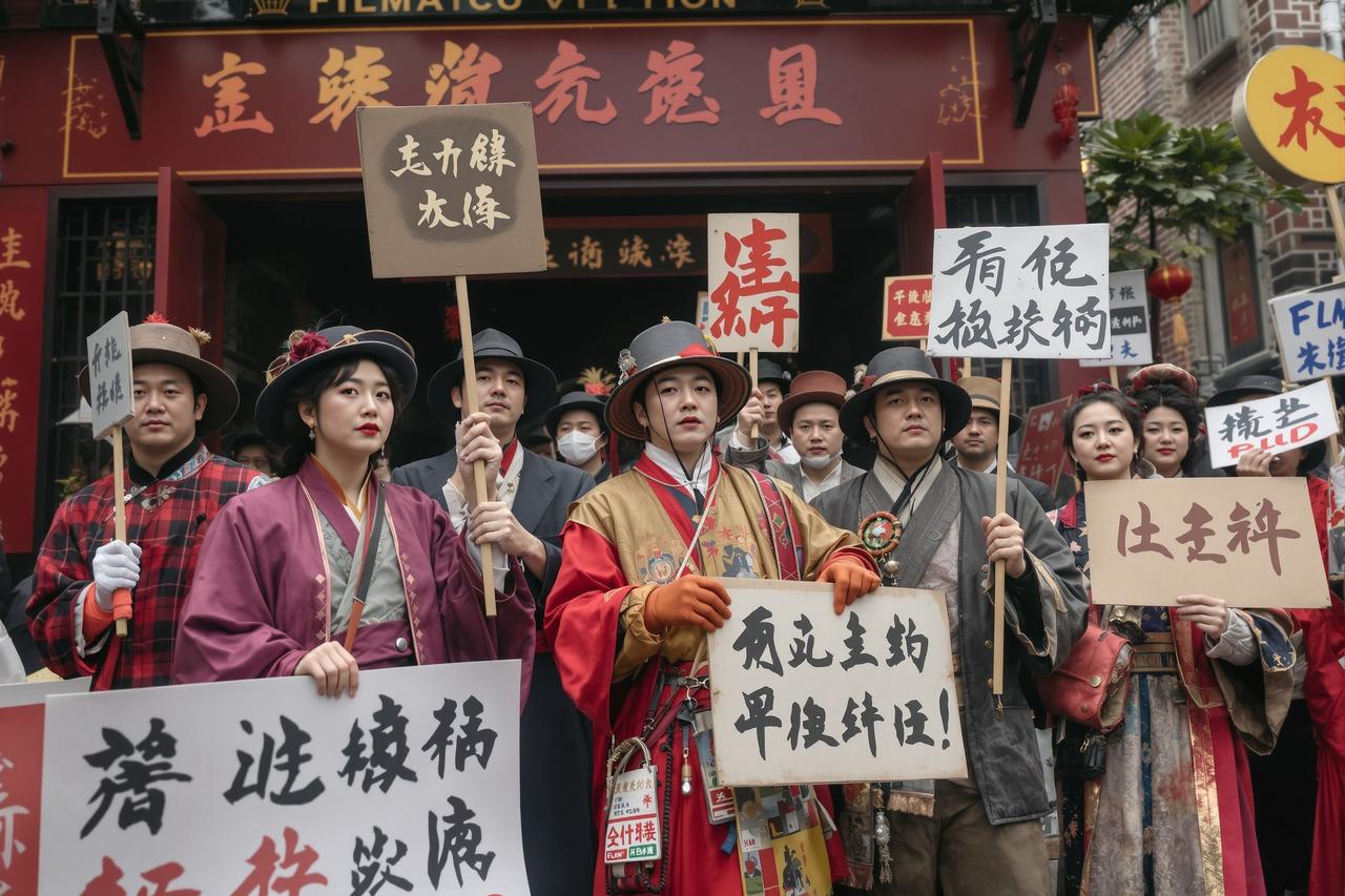现场直击:某影视城古装群演大规模罢工,烈日下举牌控诉 - 52吃瓜网 现场直击:某影视城古装群演大规模罢工,烈日下举牌控诉 - 52吃瓜网